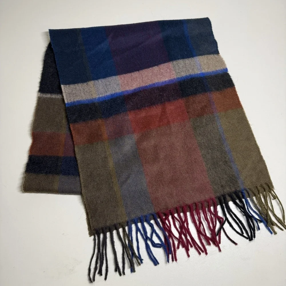 Vintage Cashmere Wool MultiColor Skarf 11,5/54 Inch Made In West Germany Unisex